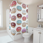 縫い目数々ののない模様を描いたドーナツの手描き。  シャワーカーテン (インサイチュ)