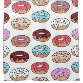 縫い目数々ののない模様を描いたドーナツの手描き。  シャワーカーテン (正面)