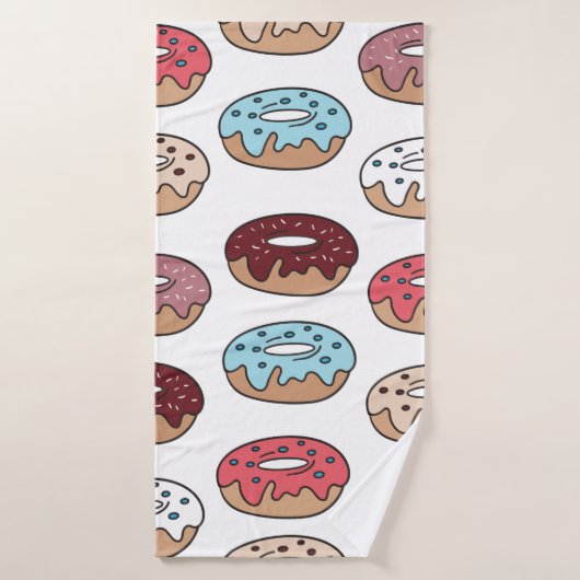 縫い目数々ののない模様を描いたドーナツの手描き。  バスタオル (バスタオル)