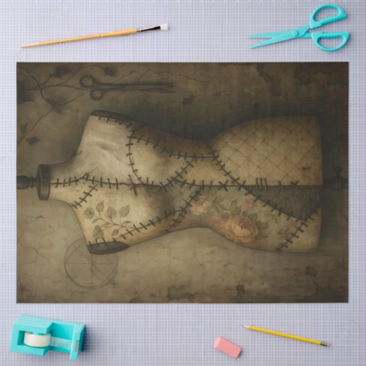 縫い縫いマネキン | ゴシック様式裁縫型枠切り離 薄葉紙 (クラフト)