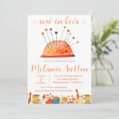 縫い込み愛、裁縫概念ブライダルシャワー 招待状 (スタンド正面)