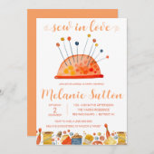 縫い込み愛、裁縫概念ブライダルシャワー 招待状 (正面/裏面)