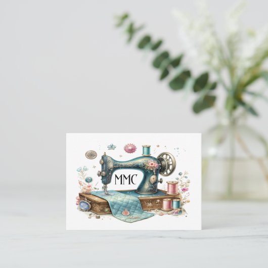 縫い針、かぎ針、キルトの名刺 名刺 (スタンド正面)