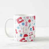 縫うこと及び悪賢いテーマのヴィンテージ色 コーヒーマグカップ (左)