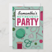 縫うテーマの退職パーティー 招待状 (正面)