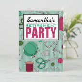 縫うテーマの退職パーティー 招待状 (スタンド正面)