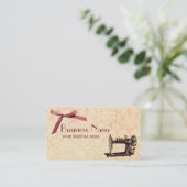 縫うピンクの弓ダマスク織のヴィンテージの名刺 名刺 (スタンド正面)