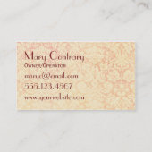 縫うピンクの弓ダマスク織のヴィンテージの名刺 名刺 (裏面)