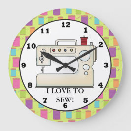 縫う裁縫機械の壁時計 ラージ壁時計