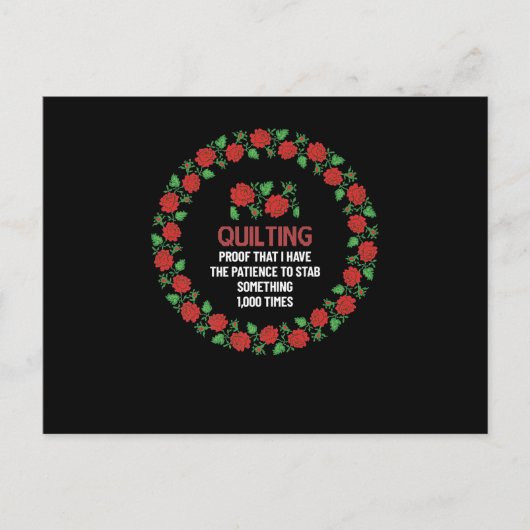 縫う証拠 私には何かを1000回刺す忍耐力がある ポストカード (正面)