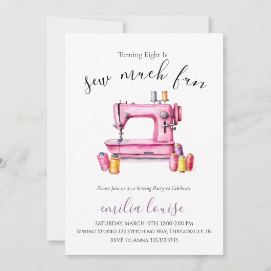 縫う誕生日パーティーの招待状 招待状 (正面)