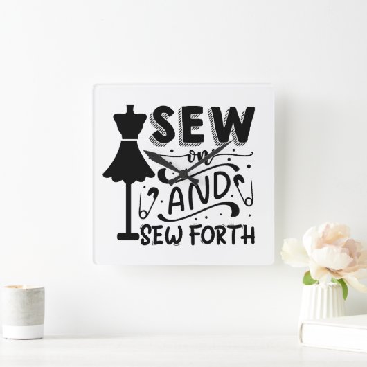 縫って縫う スクエア壁時計 (ホーム)