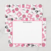 縫物テーマのフラットなメモカード 招待状 (正面/裏面)