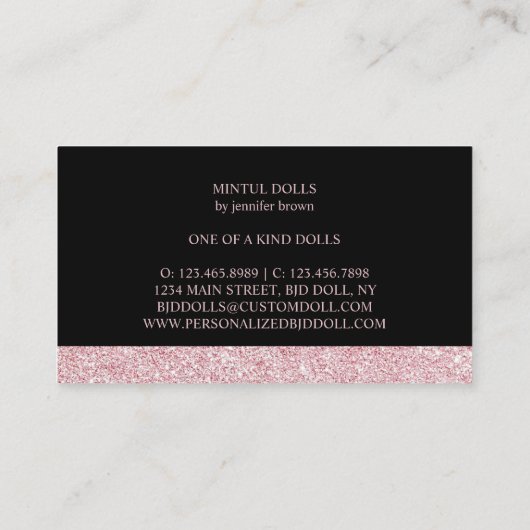 縫製仕立て人形 ローズゴールド 名刺 (裏面)