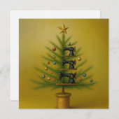 縫製機のクリスマスツリー Happy Crafty Xmas シーズンカード (正面/裏面)