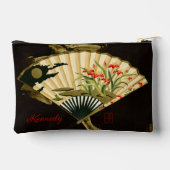 縮れたオリエンタルファンとフローラデザイン アクセサリーポーチ (裏面)