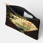 縮れたオリエンタルファンとフローラデザイン アクセサリーポーチ (見開き)
