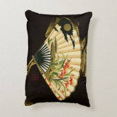 縮れたオリエンタルファンとフローラデザイン アクセントクッション (裏面(縦))