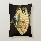 縮れたオリエンタルファンとフローラデザイン アクセントクッション (正面(垂直))