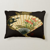 縮れたオリエンタルファンとフローラデザイン アクセントクッション (裏面)