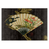 縮れたオリエンタルファンとフローラデザイン カッティングボード (正面)