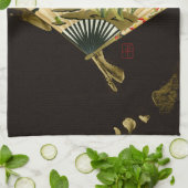 縮れたオリエンタルファンとフローラデザイン キッチンタオル (折り畳み)