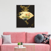 縮れたオリエンタルファンとフローラデザイン キャンバスプリント (インサイチュ (リビング))