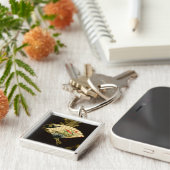 縮れたオリエンタルファンとフローラデザイン キーホルダー (側面)