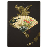 縮れたオリエンタルファンとフローラデザイン クリップボード (裏面)