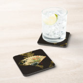 縮れたオリエンタルファンとフローラデザイン コースター (右側)