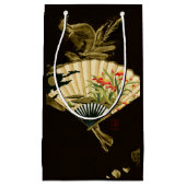 縮れたオリエンタルファンとフローラデザイン スモールペーパーバッグ (正面)