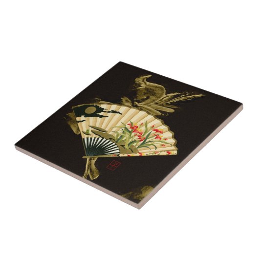 縮れたオリエンタルファンとフローラデザイン タイル (側面)