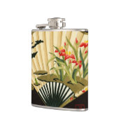 縮れたオリエンタルファンとフローラデザイン フラスク (左)