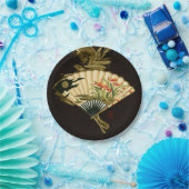 縮れたオリエンタルファンとフローラデザイン ペーパープレート (パーティー)