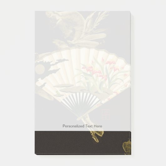 縮れたオリエンタルファンとフローラデザイン ポストイット (正面)