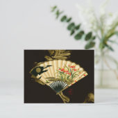 縮れたオリエンタルファンとフローラデザイン ポストカード (スタンド正面)