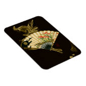 縮れたオリエンタルファンとフローラデザイン マグネット (右側)