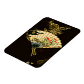 縮れたオリエンタルファンとフローラデザイン マグネット (左側)