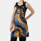 縮れ毛の抽象芸術ブラシストローク（青と茶色） エプロン (インサイチュ)