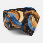 縮れ毛の抽象芸術ブラシストローク（青と茶色） ネクタイ (ロール)