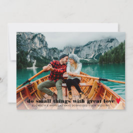 縮小されたマイクロウェディングの写真発表 案内状