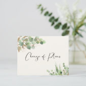 縮小された結婚式のゲストリスト  ユーカリクリーム 案内ポストカード (スタンド正面)