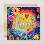 繁栄かわいらしカラフルおもしろい感動的フローラ サンキューカード (正面/裏面)