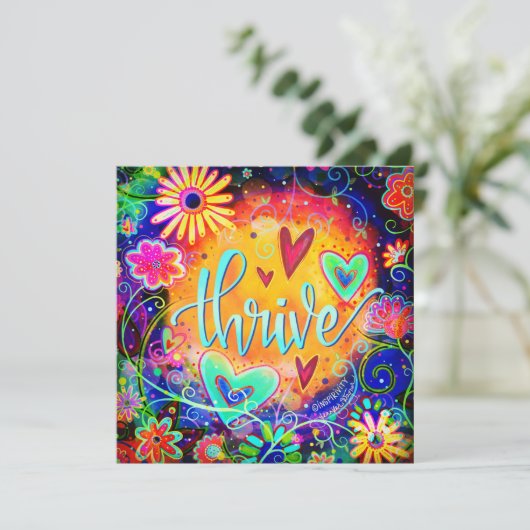 繁栄かわいらしカラフルおもしろい感動的フローラ サンキューカード (スタンド正面)