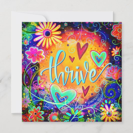 繁栄かわいらしカラフルおもしろい感動的フローラ サンキューカード (正面)