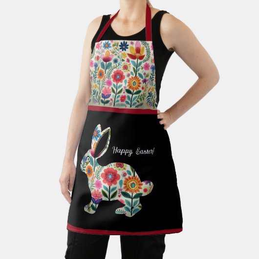 繁栄したイースターバニーシルエットのパーソナライズ エプロン (インサイチュ)