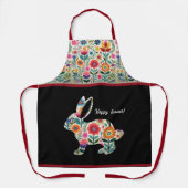 繁栄したイースターバニーシルエットのパーソナライズ エプロン (正面)