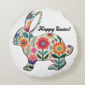 繁栄したイースターバニーシルエットのパーソナライズ ラウンドクッション (裏面)