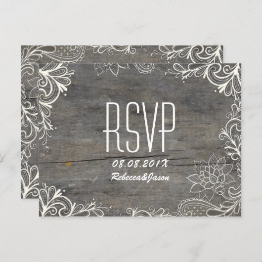 繁栄したスワーズレースウッドの田舎の結婚式RSVP インビテーションポストカード (正面/裏面)
