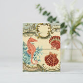 繁栄したフランスのヴィンテージモダンの貝殻の馬 ポストカード (スタンド正面)